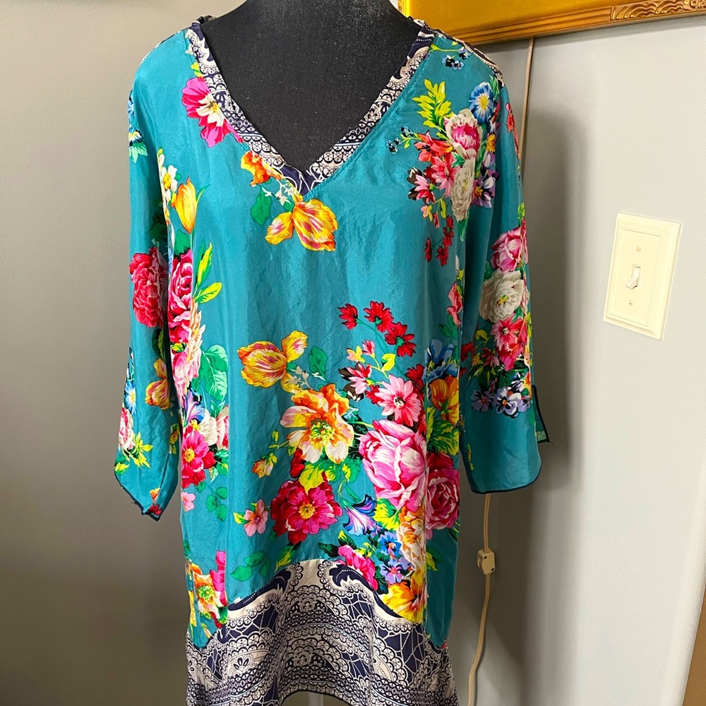 Johnny Was silk floral tunic